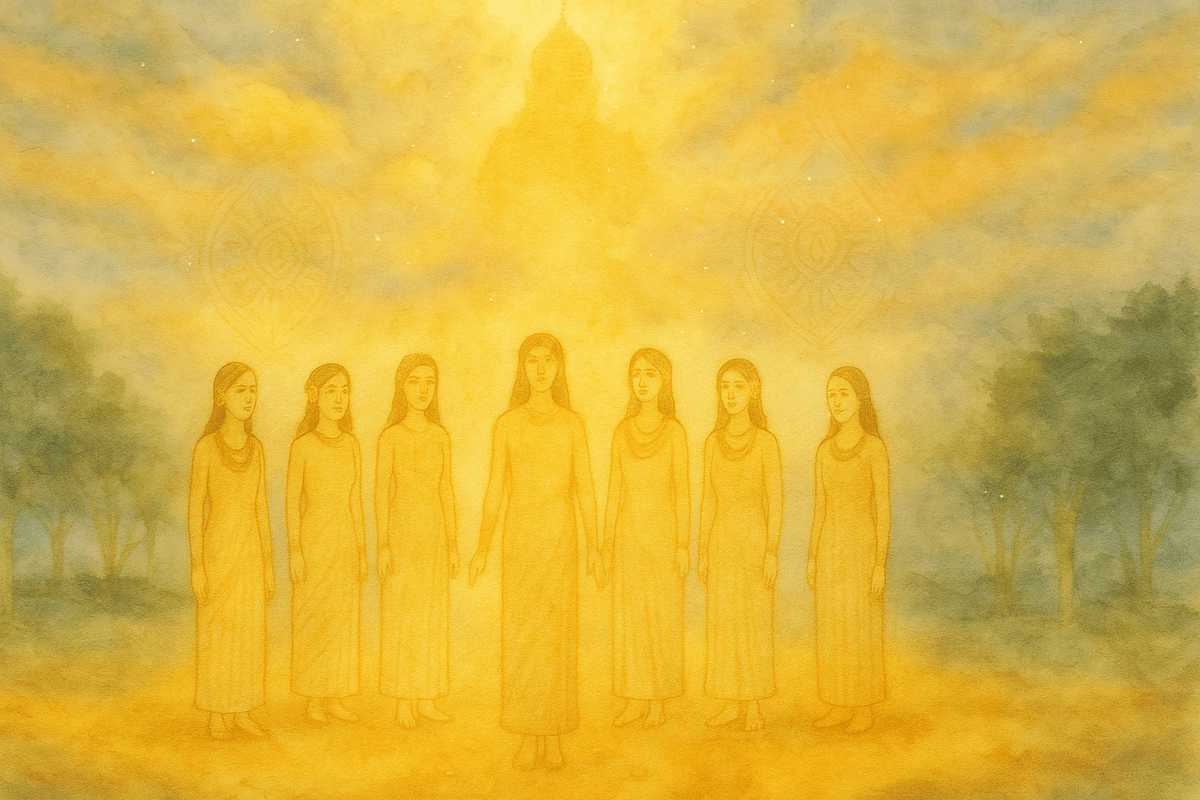 Seven sisters (Yelver Akka-Tangiyaru) from Mayaloka taking human birth