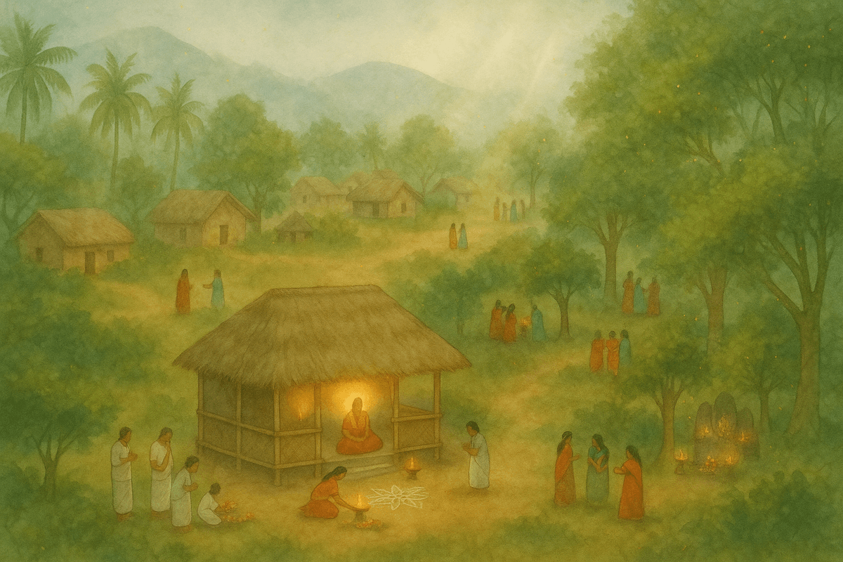 Villagers worshipping Raktheshwari as Gramadevate and Dharmadevate